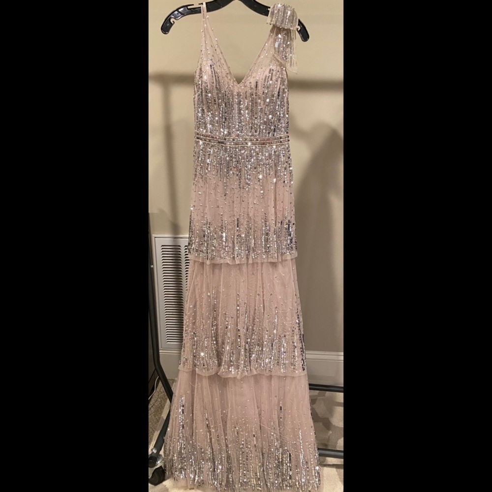 Gianni Bini silver sequin gown